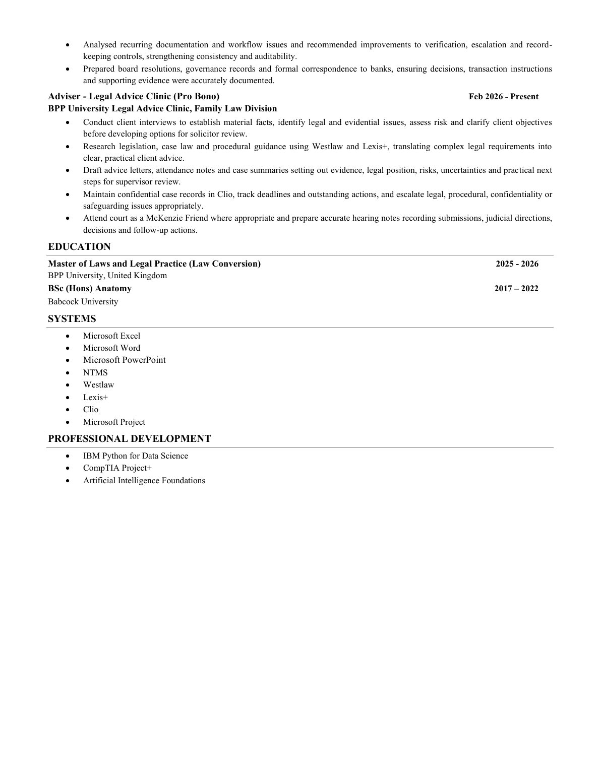 Page 2 of Damilola Ojo’s CV
